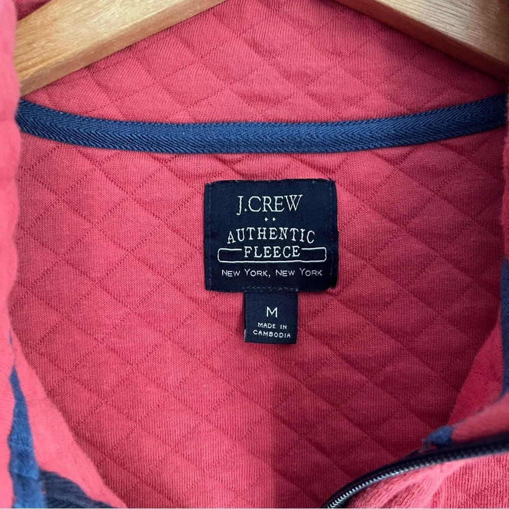 J. Crew Red Zip Up Quilted Sweatshirt size Medium